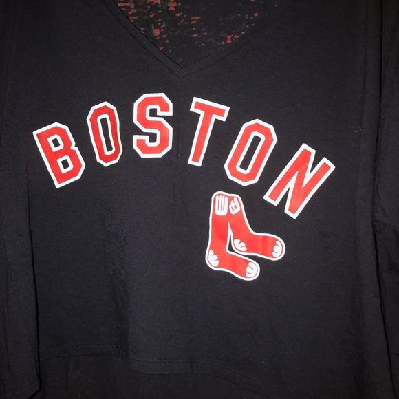 VICTORIA secret mlb Boston Red Sox navy crop top L - Picture 2 of 4
